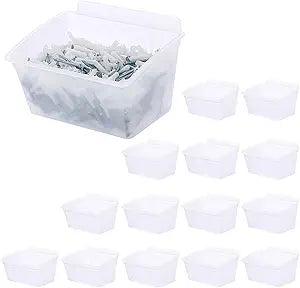 Sumnacon Slatwall Bins 15 Pcs Slatwall Organizer for Garage Plastic Slatwall Storage Bins for Storing Garage Accessories Multiple Stackable Slatwall Tool Organizer for Workshops,Transparent