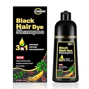 lymznus Black Hair Dye Shampoo 3 in 1 for Gray Hair Coverage for Women Men