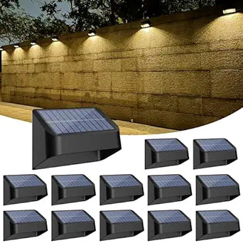 Brighter Solar Fence Lights,Solar Lights Outdoor Waterproof,Warm White and RGB 8 Colors,Dusk to Dawn Deck Light, Outdoor Lighting for Backyard/Railing/Wall/Step/Patio12 Pack,Black