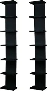 2 Pack 7 Tier Wall Shelf Unit - Lack Floating Shelf, Compact Display Floating Shelf, Vertical Column Wall Decor Mount Floating Storage Organizer Tall Tower Shelf for Bedroom, Living Room