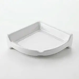 Tenedos White Glazed Ceramic Bathroom Accessory (Corner Shower) - Shampoo and Big Soap Holder- Not Flat Surface Installation