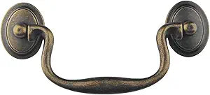 10-Pack 4" Hole Centers Dark Antique Brass Drawer Dresser Pulls Handles Droop Bail Pulls for Kitchen Cabinet Doors Furniture Hardware C-C:102mm (Antique Brass,10)