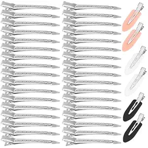 40 Pcs Hair Clips Women Styling, Alligator Metal Hair Clips, Hair Pin Curl Rollers Clips, 34 Pcs 3.5"Duckbill Sectioning Hair Clips and 6 Pcs 2.3"No Crease Clips