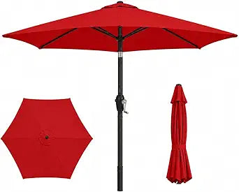 7.5ft Patio Umbrella, Outdoor Table Market Umbrella with Smooth Crank Lift, 6 Windproof Fiberglass Ribs, UPF50+ UV Protection for Deck, Pool, Garden and Backyard