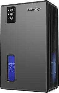 NineSky Dehumidifiers for Home, 1000 Sq.Ft Dehumidifier with 95oz Water Tank, Quiet Dehumidifier for Basement Bathroom Bedroom with 7-Color Ambient Light & Auto Shut Off, (Grey)