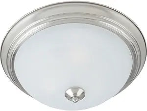 Maxim Lighting Essentials 3-Light Flush Mount | Satin Nickel Finish | Transitional Flush Mount | Ideal for Bedrooms, Hallways & Entryways | Dimmable | 5842MRSN