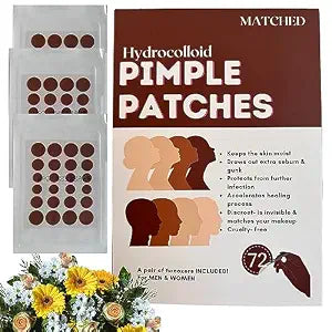MATCHED Hydrocolloid Pimple Patches-Invisible Acne Patches for Face, 3 Sizes, 72-Count (1 Pack),Zit patches that match Skin tone for Daytime Use, for proactive acne treatment (NRB)