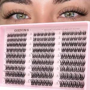 Goddvenus Lash Clusters Natural Wispy Cluster Eyelash Extensions, DIY Lash Extension at Home for Natural Look, D Curly Individual Eyelashes