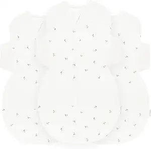 Happiest Baby SNOO Sleep Sack - 100% Organic Cotton Baby Swaddle Blanket - Doctor Designed Promotes Healthy Hip Development - 3-Pack Bundle (Ivory Cherries, S, M, L)