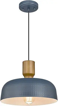 Darkaway Pendant Light Fixtures Ceiling Hanging with Hammered Metal Shade, Modern Pendant Light for Kitchen Island Lighting Hanging Lamp Adjustable Height, Medium