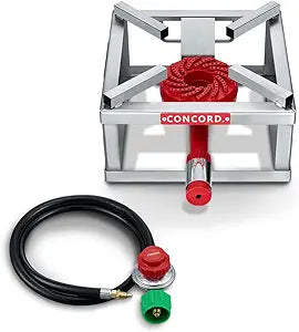 CONCORD 12" THE BLOCK BURNER in Stainless Steel. Single Propane Outdoor Burner. 100,000 BTU Great for Home Brewing, Camping, Tailgating, and More!