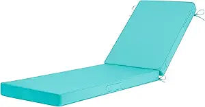 Basic Beyond Chaise Lounge Cushions Outdoor, 3-Layer Waterproof Outdoor Furniture Cushions with Removable Cover and 4 Ties, 72"x21"x3" Patio Lounge Chair Cushions for Outdoor Furniture, Teal