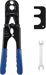 1/2" & 3/4" Combo PEX Crimping Tool for Copper Crimp Rings with Go/No-Go Gauge, ASTM F1807 Standard Compliant