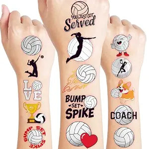 120 PCS Volleyball Sports Pre-Cut Temporary Tattoos for Kids