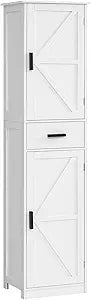 WEENFON Tall Bathroom Cabinet, Storage Cabinet with 6 Shelves & Drawer, Bathroom Storage Cabinet with Adjustable Shelves, Tall Cabinet for Living Room, Home Office, White