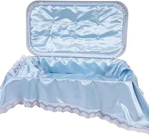 Pet Memory Shop Elegance Series Pet Casket, Safe, Durable & Elegant Memorial Burial Box for Dogs, Cats and Pets, Thoughtful Pet Loss Gift, Ideal for Honoring Your Pets Memory (Small  White/Blue)