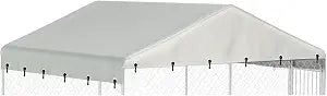 Outdoor Dog Kennel Cover 10'W x 10'L - 600D Waterproof Oxford Cloth Replacement Cover (Frame Not Included) - Beige