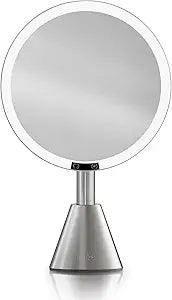 Ilios Lighting 9" Lighted Makeup Mirror with 5X Magnification  Rechargeable LED Vanity Mirror, Adjustable Lighting (3200K6500K), 1000 Lux Brightness, Stepless Dimming (Silver)