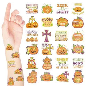 Nosiny 240 Pcs Halloween Christian Tattoos Temporary for Kids Bible Verse