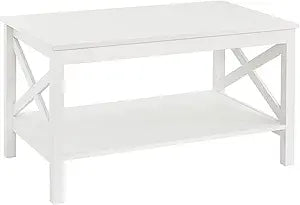 ClosetMaid 3930 X-Frame Design Coffee Table with Shelf, White Wood