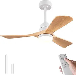 OYMU 42 Inch Ceiling Fans with Lights Remote Control, Dimmable, Reversible DC Motor, Timer, Outdoor Indoor Ceiling Fan for Patios Bedroom Living Room(Not Solid Wood Blades)