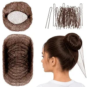 Invisible Hair Net Set for Ballet Girls,30cm Hair Nets for Buns(Brown)