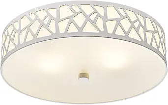 2-Light Flush Mount Ceiling Light, 12 Inch Modern Light Fixtures Ceiling Mount with White Metal and Frosted Glass Shade for Bedroom,Hallway, Kitchen