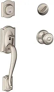 Schlage Camelot / Georgian Satin Nickel Brass Single Cylinder Handleset and Knob 1 Grade Right or Left Handed