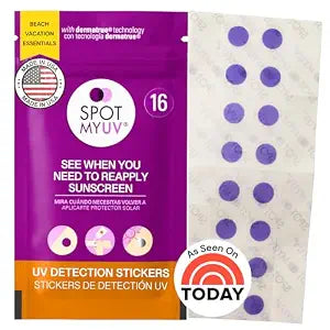 SpotMyUV Sunscreen Stickers, UV Detection SPF Indicator Dots, 16 Count