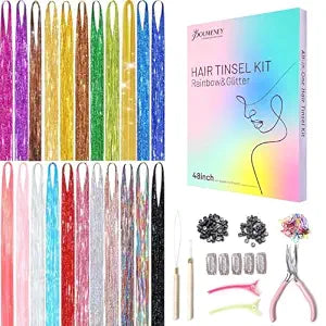Hair Tinsel Kit 22 Colors 9000 Strands Fairy Hair Extensions