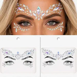 White Rhinestone Face Gems Self Adhesive Temporary Tattoos