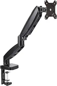 Amazon Basics Gas Spring Single Monitor Arm Desk Mount, Adjustable Tension, Fits 1527 Inch Monitors, Supports 4.415.4 lbs, VESA 75x75/100x100, Black