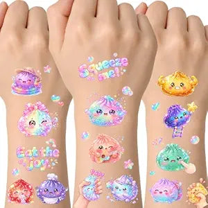 75Pcs Squishy Temporary Tattoos, Party decorations, Dumping Party Favors
