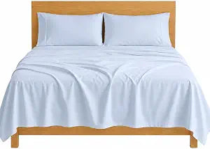 SGI bedding 100% Egyptian Cotton Sheets Queen Size  600 Thread Count Sheets Set, Soft, Cooling, 15" Deep Pocket, Luxury Hotel Bedding, Breathable, Durable - Light Blue