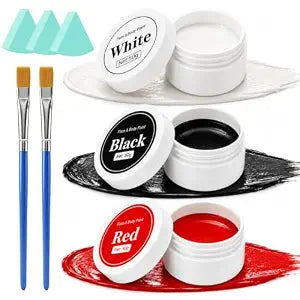 8PCS Clown Makeup Kit, Red White and Black Face Painting Kit
