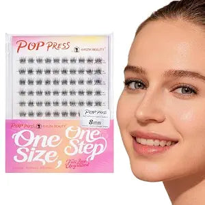 POP PRESS 8mm Only Pre-Glued Self-Adhesive Lash Clusters
