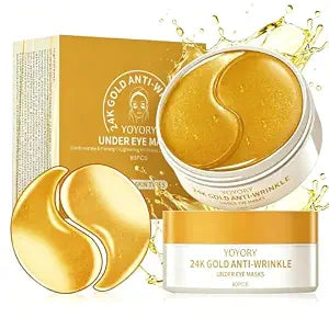 Under Eye Patches Masks - for Fine Lines with Collagen and Hyaluronic Acid, Dark Circles,and Fade Wrinkles, puffiness Smoothing Skin Care Treatment for Women and Men, (60 Pcs) Gold