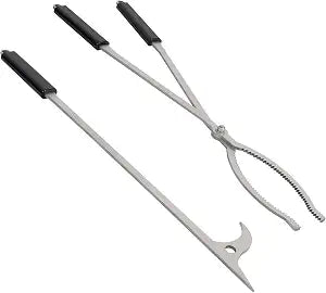 28in Firewood Tongs and Fire Poker Set Stainless Steel