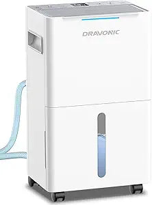 21 Pints Dehumidifier for Basement and Home, Quiet 3-Mode Operation with Continuous Drain Hose, 0.4 Gal Tank, Auto Defrost and 24H Timer for Bedrooms and Bathrooms (White, 21 Pints)