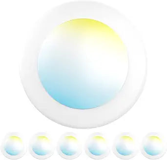 Sunco 6 Pack 4 Inch Flush Mount LED Recessed Disk Lights, 5CCT 10W=50W