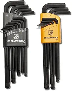 GEARWRENCH 22 Piece SAE/Metric Magnetic Ball End Long Arm Hex Key Set - 83526