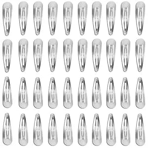 40Pcs 2In Silver Hair Clips Snap Metal Barrettes For Women