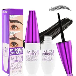 Peel Off Brow 2Pcs Sweatproof Eyebrow Tattoo Gel Black for Women