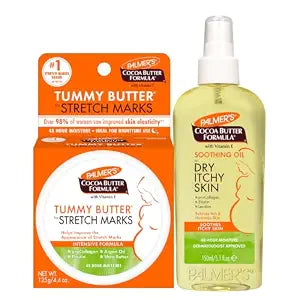 Palmer's Stretch Marks Tummy Butter, 4.4 Oz & Soothing Body Oil, 5.1 Fl Oz