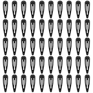 Glossy Black Snap Hair Clips, 50 PCS Hair Barrettes for Women