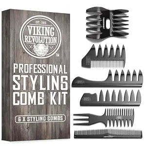 Viking Revolution Professional Hair Styling Combs for Men - 6 Piece Set