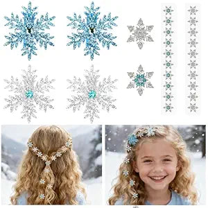 Vodolo Snowflake Hair Clips for Women,24Pcs Snow flake Clips,Frozen Hair Clip for Vacation Winter Party,Blue White Christmas Hair Accessories for Girls Holiday Gifts