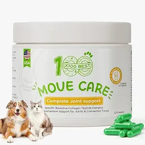 Hip & Joint Supplement for Dogs & Cats - Patented Bioactive Collagen, Glucosamine, Chondroitin & Green Lipped Mussel - Advanced Hip, Joint & Bone Support for Mobility & Comfort, 120 Caps