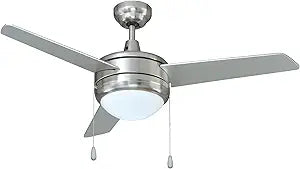 RP Lighting Contempo IV 52-Inch 3 Blade Indoor Ceiling Fan, Brushed Nickel