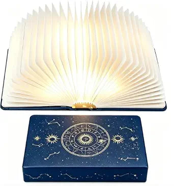 Uniwolk Book Lamp Book Lovers Gifts, Starry Sky Constellations Book Light 2 Colors, Foldable Paper Lamp as Home Decor, Bookish Birthday Gifts for Women or Freinds